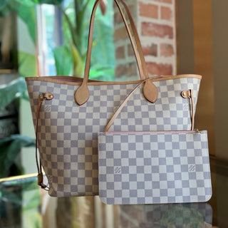 LOUIS VUITTON Neverfull MM Damier Azur Canvas Tote Bag