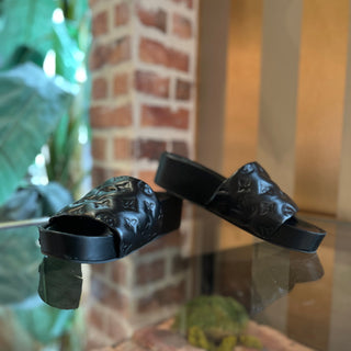 LOUIS VUITTON Emprinte Monogram Puffer Black Leather Slides SZ 37.5 (US 7.5)