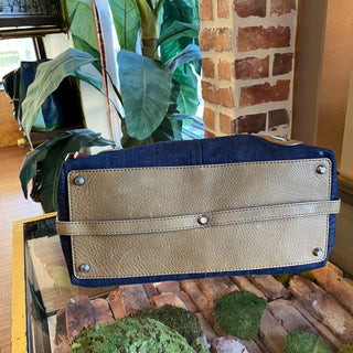 CHLOE Medium Blue Denim Logo Tote