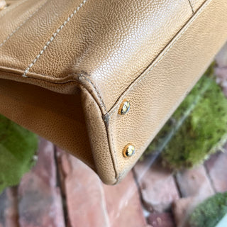 CHANEL Chocolate Bar Beige Caviar Leather Tote Bag