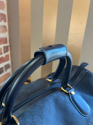 GUCCI XL Zip Duffle Vintage Web Canvas Travel Bag