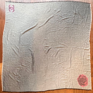 CHANEL CC Gray Cashmere Blend Scarf Shawl
