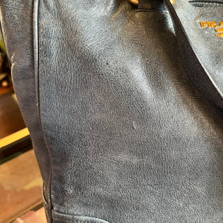 PRADA Blue Vitello Shine Open Convertible Tote