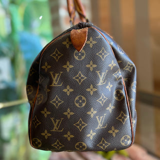 LOUIS VUITTON Speedy 35 Brown Monogram Canvas Satchel Bag