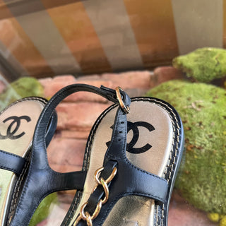 CHANEL Scarab Thong T-Strap Sandals SZ39(9US)