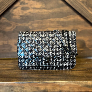 CHANEL Houndstooth Python Flap Shoulder Bag