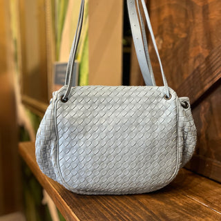 BOTTEGA VENETA Blue Intrecciato Nappa Leather Drawstring Crossbody