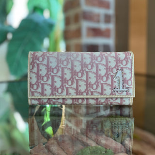 DIOR Trotter Continental Pink Vintage Canvas Wallet
