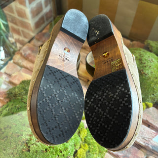GUCCI Tan Suede Horsebit Clogs 36