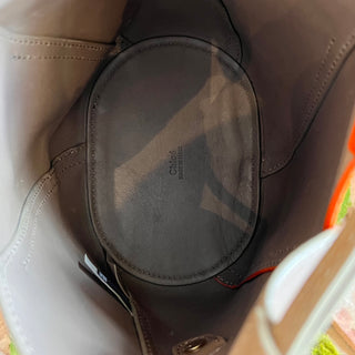 CHLOE Tulip Mini Taupe Orange Calfskin Leather Bucket Bag