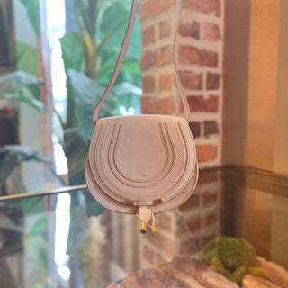 CHLOE Marcie Mini Beige Grained Calfskin Crossbody