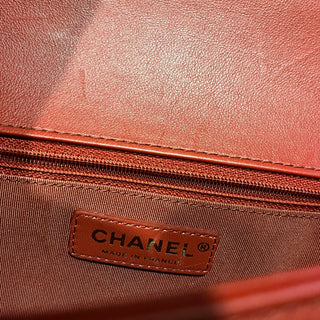CHANEL Boy Red Quilted Calfskin Leather Top Handle Bag