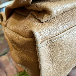 PRADA Beige Cervo Leather Fringe Strap Shoulder Bag