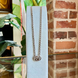 GUCCI 925 Sterling Silver Interlocking GG Pendant Necklace