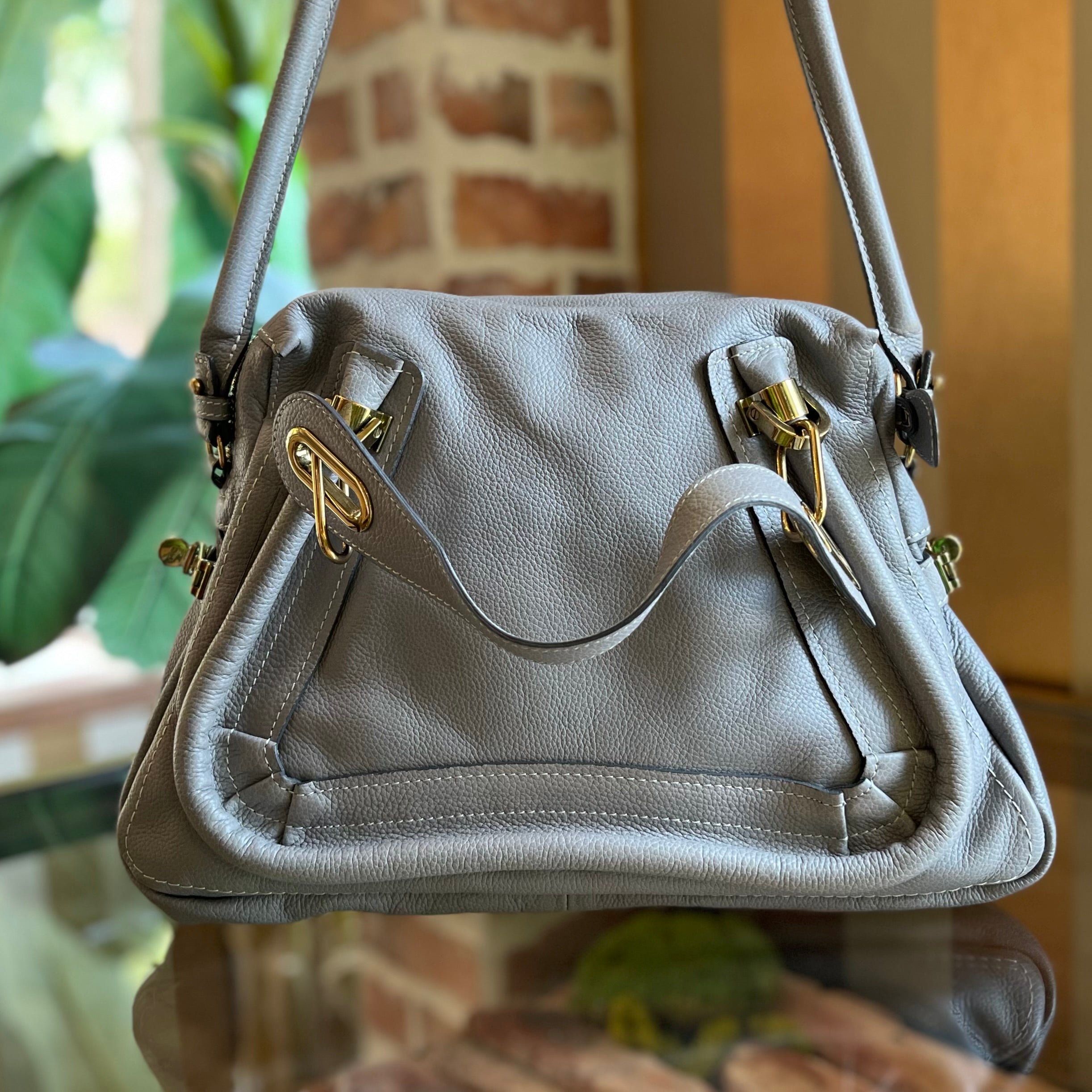 CHLOE Paraty Medium Pebbled Leather Shoulder Bag