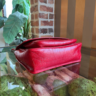 SAINT LAURENT Niki Medium Red Crackled Calfskin Shoulder Bag