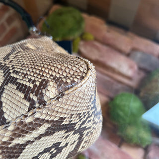 GUCCI Vintage Beige Snakeskin Bamboo Shoulder Bag