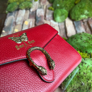 GUCCI Garden Dionysus Mini  Wallet On Chain Red Leather Crossbody Bag