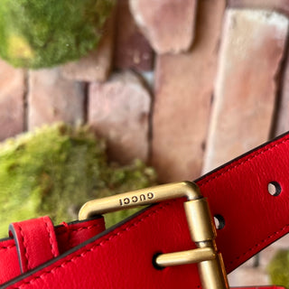 GUCCI Horsebit Red Leather Belt 85/34(6US)