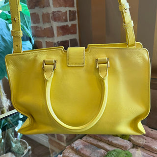 SAINT LAURENT Cabas ChYc Small Yellow Leather Two Way Tote