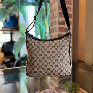 GUCCI Dark Brown Monogram Canvas Messenger Bag