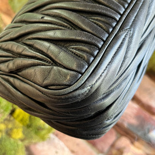 MIU MIU Black Matelasse Nappa Leather Shoulder Bag