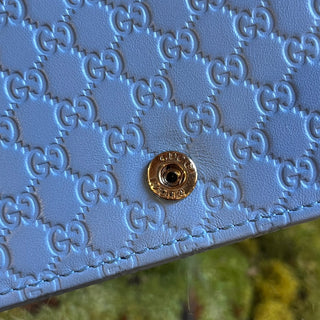 GUCCI Micro Gucciassima Blue Calfskin Crossbody Wallet