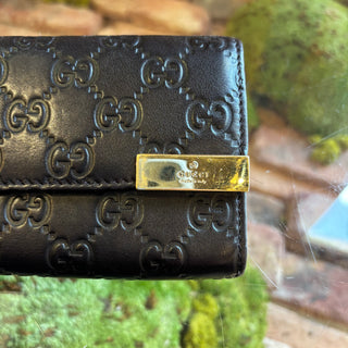 GUCCI Black Leather Guccissima Wallet on Chain