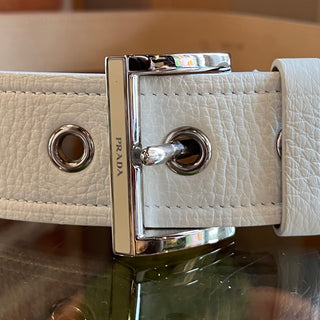 PRADA Leather White Belt SZ 80/32