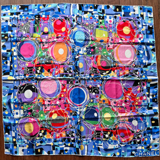 CHANEL Abstract Print Multicolor Silk Scarf