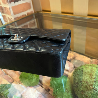 CHANEL Double Flap Classic Medium Black Lambskin Leather Shoulder Bag