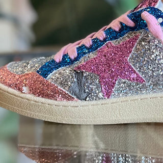GOLDEN GOOSE Ballstar Multicolor Glitter Pink Star Sneakers SZ35(5US)