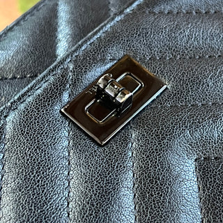CHANEL So Black Reissue Chevron Wallet on Chain