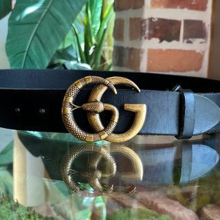 GUCCI Snake GG Marmont Black Leather Belt 95/38(10US)