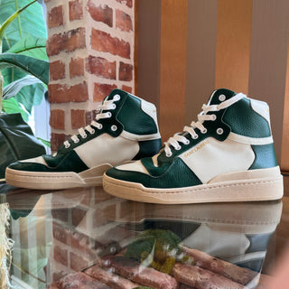 SAINT LAURENT White Green Mesh Leather High Tops SZ 40 (US 10)
