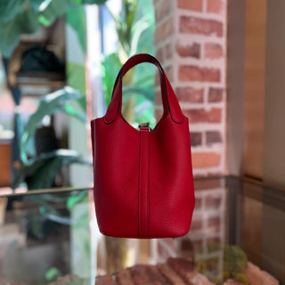 HERMÈS Picotin Lock 18 PM Rouge Casaque Taurillon Clemence Bag