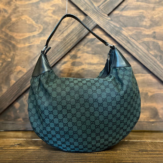 GUCCI Green GG Monogram Canvas Hobo Bag