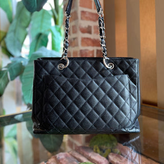 CHANEL GST Grand Shopper Black Caviar Leather Quilted Tote