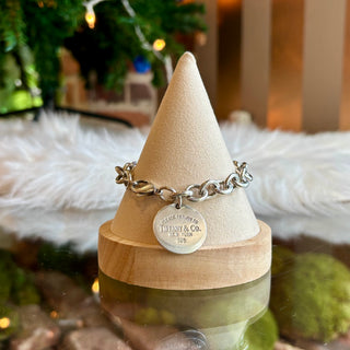 TIFFANY & CO. Round Tag Pendant Bracelet