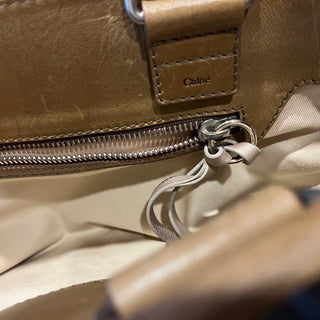CHLOE Medium Blue Denim Logo Tote