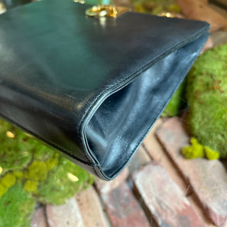 SALVATORE FERRAGAMO Vintage Black Leather Chain Clutch