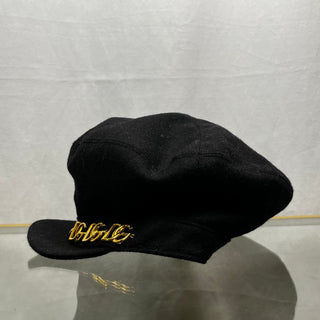 DOLCE&GABBANA Black Wool DG Logo Newsboy Cap SZ56