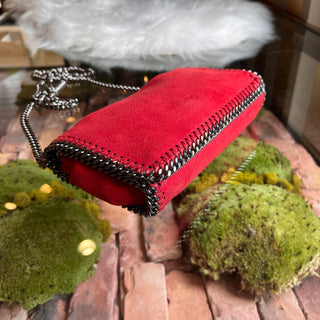STELLA MCCARTNEY Falabella Red Vegan Shaggy Deer Crossbody Bag