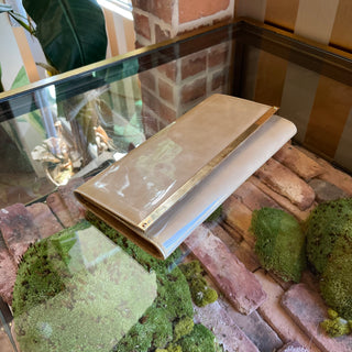 JIMMY CHOO Milla Beige Patent Leather Clutch