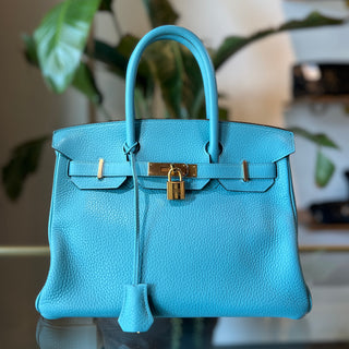 HERMES Bleu Paon Togo Birkin 30