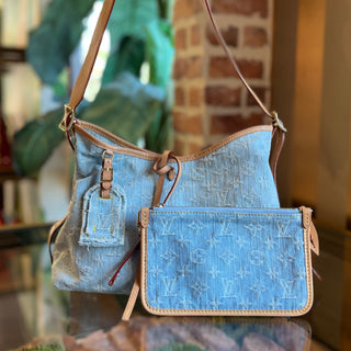 LOUIS VUITTON Carryall PM Denim Sky Blue Monogram Shoulder Bag