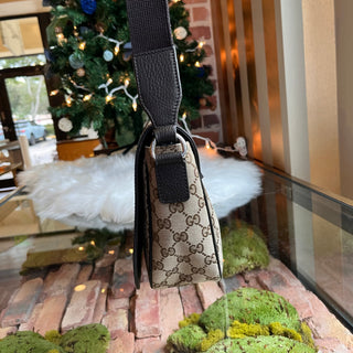 GUCCI Flap Messenger Monogram Canvas Crossbody Bag