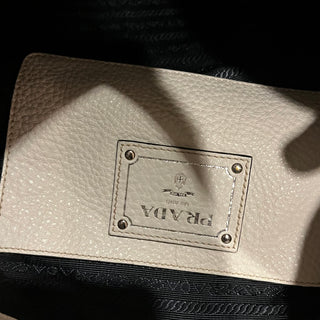 PRADA White Daino Leather Hobo Bag