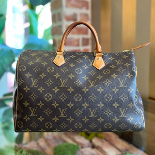 LOUIS VUITTON Speedy 35 Brown Monogram Canvas Satchel Bag