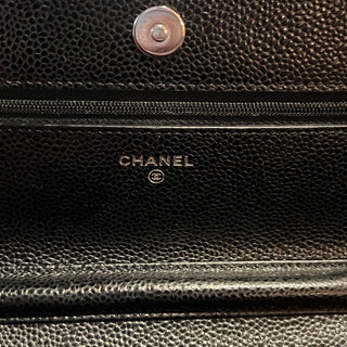 CHANEL Wallet On Chain Black Quilted Caviar Leather Crossbody Bag